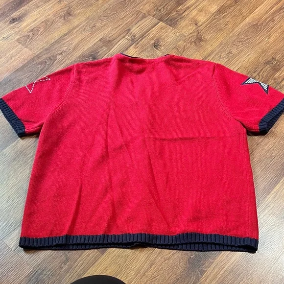 Patriotic Knit - Red, White, & Blue Star Patterned Women's Cardigan - Picture 9 of 10